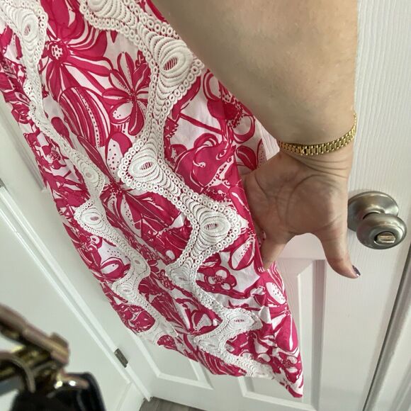 LILLY PULITZER JUBILEE Dress Womens Size 4 WHITE Pink CORONADO CRAB SHIFT - Picture 3 of 5